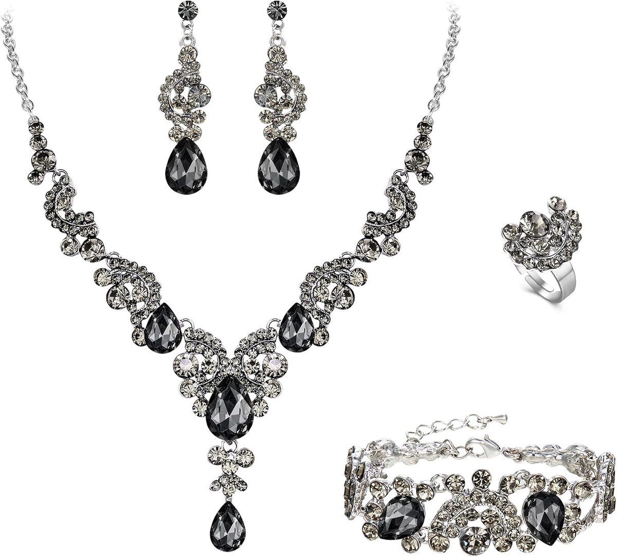 Strass kristal bruiloft bloemen golf druppel halsketting oorbellen set