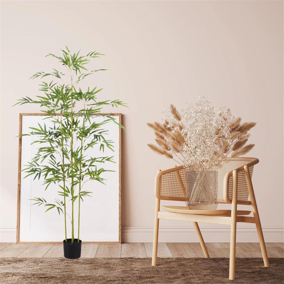 100 cm kunstplant bamboe grote kunstboom kunstplanten in pot, natuurgetrouwe stam en zijden bladeren, grote kunstplanten, bamboe, decoratief voor thuis, kantoor, restaurant