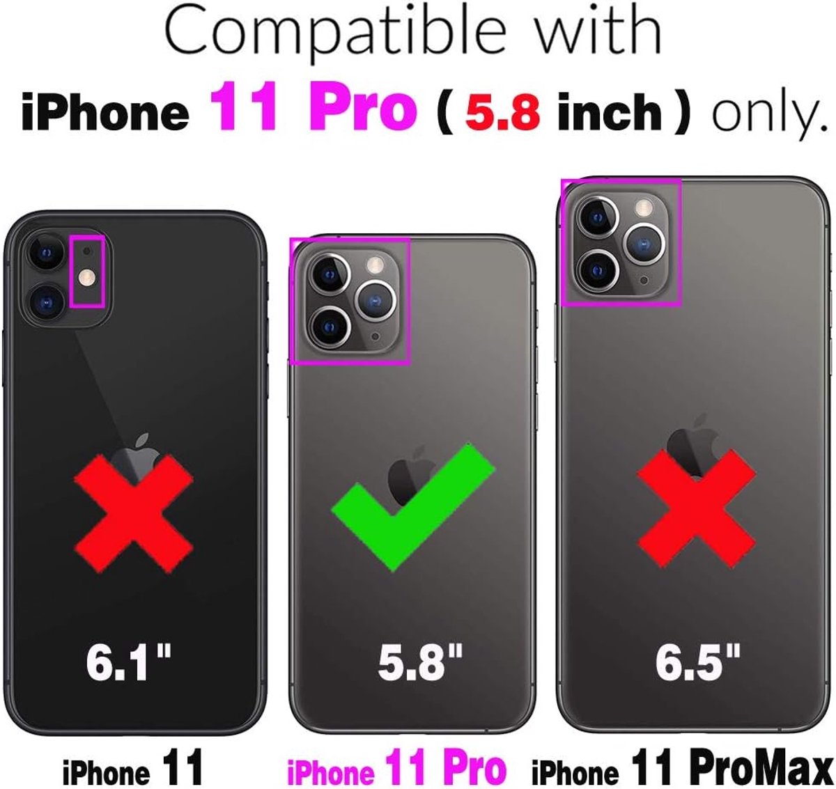Telefoonhoesje voor iPhone 11 Pro Max 2019 6,5 inch met schermbeschermer van gehard glas en magnetische standaard, ringhouder, schokbestendig, zwaar belastbare accessoires iPh 11 pro iPhone11promax XI