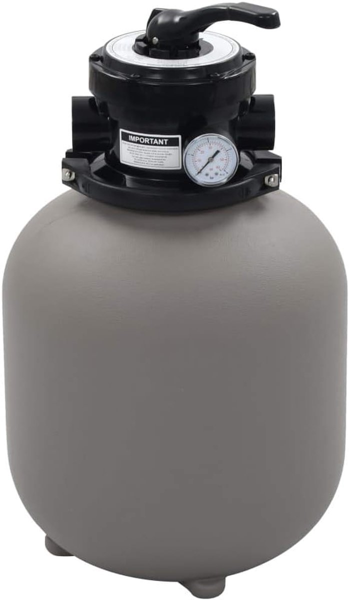 Zandfilter, zandfilterinstallatie, 350 mm, 7 m³/u, zwembadfilter, filterinstallatie, filterketel, zwembadpomp, zwembadfilter, zwembadfilter met 4-wegventiel, grijs