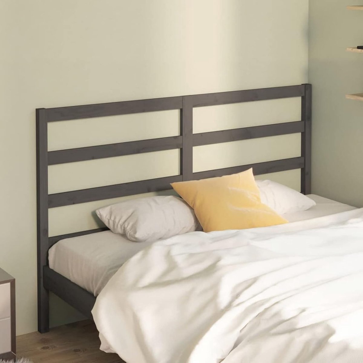 Hoofdeinde voor bed, massief hout, grenenhout, hoofdeinde voor boxspringbed, grijs, 166 x 4 x 100 cm, hoofdeinde van hout, Scandinavische stijl