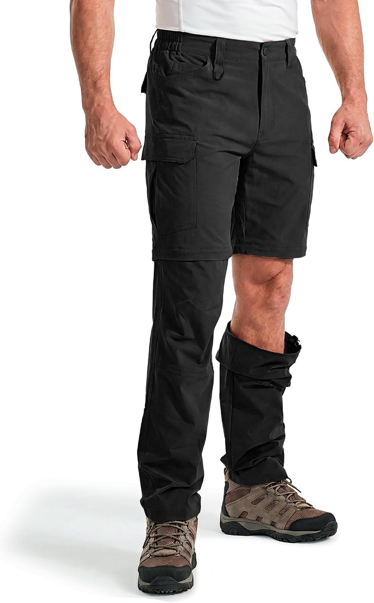 Wandelbroek voor heren, afneembare trekkingbroek, lichte outdoor cargobroek, waterafstotend, sneldrogend, tactisch, met meerdere zakken, voor outdoor, vissen, safari