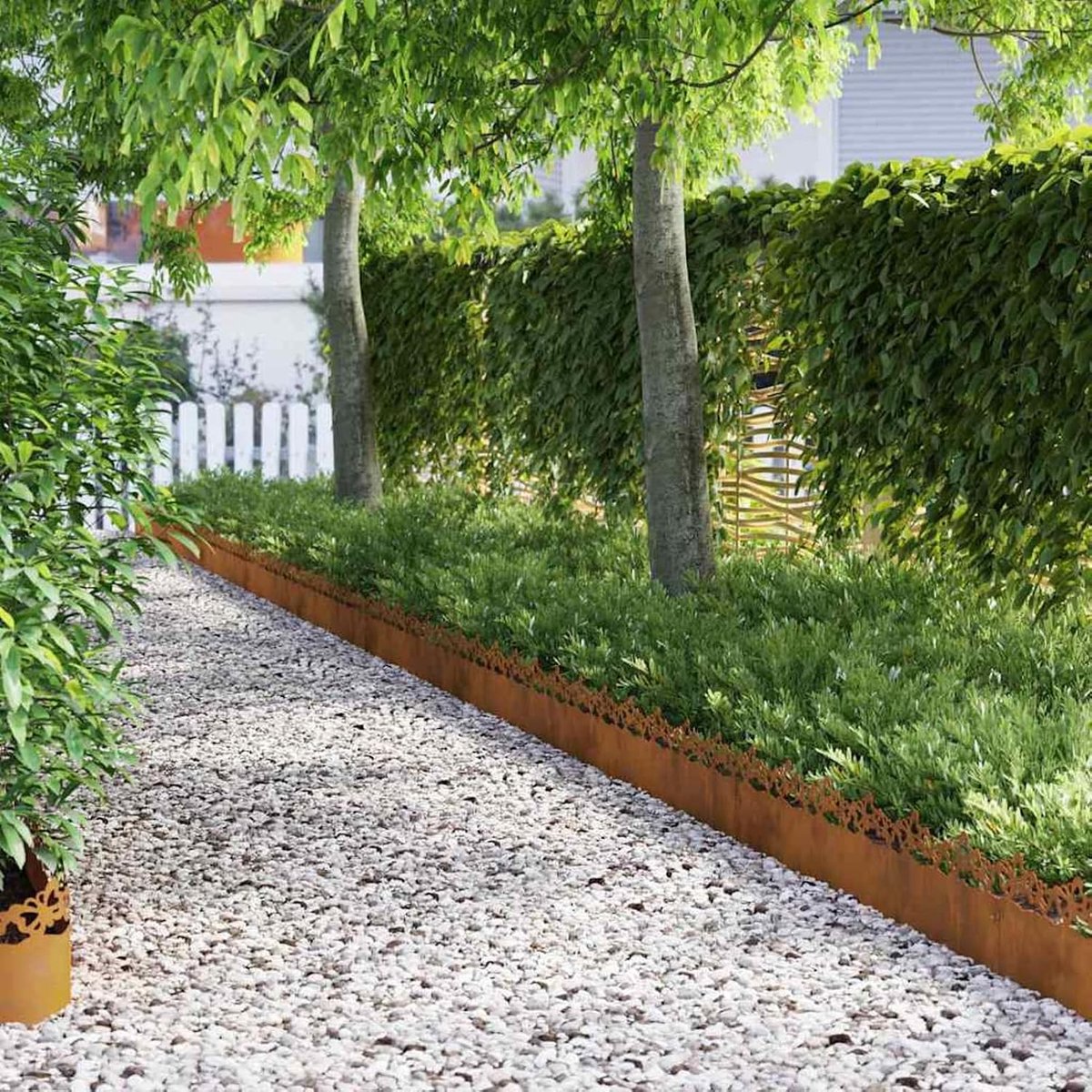 Gazonranden, 30 stuks, roestig, 103 x 0,05 x 22 cm, weerbestendig staal, gazonrand, bloembedrand voor tuinbed, paden, gazonrand, voortuin, 874827