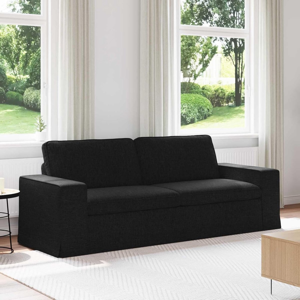 Hoekbank comfort zwart 222 x 80 x 82 cm stoffen bank met modulair design voor woonkamer en slaapkamer