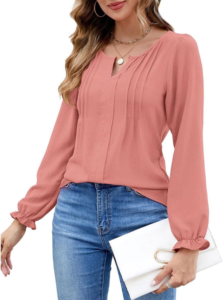 V-hals Elegante Lange Mouwen Shirt Tops Casual en Losse Lange Mouwen Herfst Tops