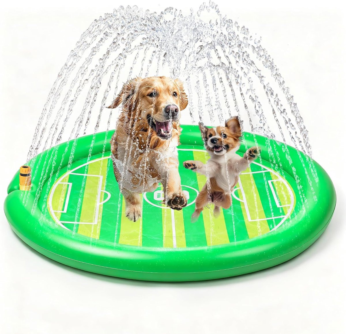Extra grote sproeiermat voor honden, outdoor hondenkoeling, spatpad, waterspeelgoed, buiten waterspelen sproeiermat, voetbalveldontwerp (130 cm)
