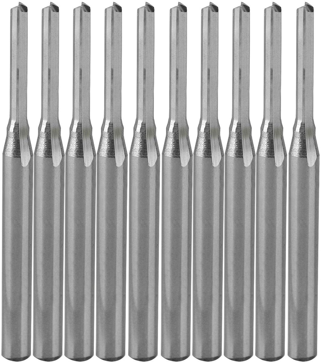 bovenfreesbits, CNC-schachtfrees, 10 stuks freesgereedschap met 2 groeven, 0,08 inch (2 mm) snijdiameter, volledig hardmetaal, CNC-bits, freessets voor MDF, PVC, acryl, gravure, snijwerk