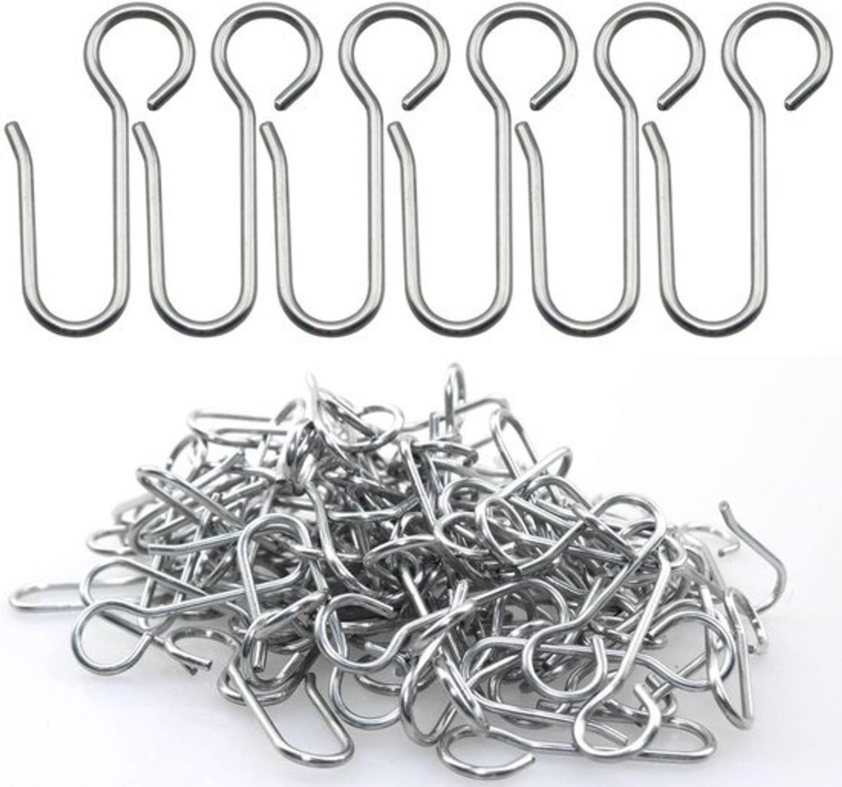 80x Metalen S-Haken voor Gordijnrails en Plafondophangsystemen