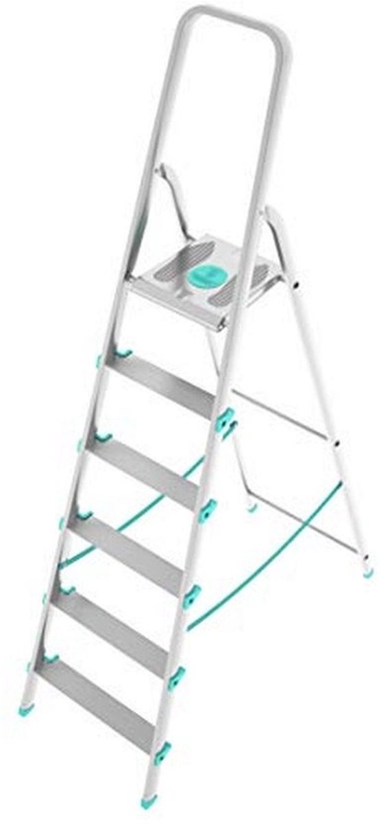 Aluminium Ladder - 6 Treden - Veilig Klussen - Antislip Treden - 201 cm - Zilver