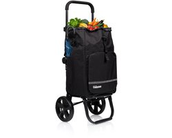 Tristar Boodschappentrolley - 55 Liter Incl. 5L Koelvak - Afneembare Tas - Opvouwbare Boodschappenwagen - 50 kg Draagvermogen - Winkelwagen - Reflecterende Strip - Zwart - HC-0923