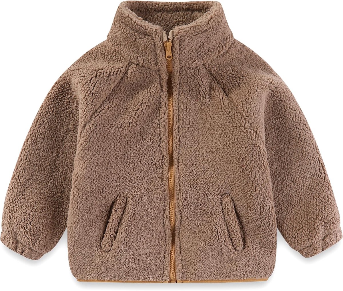 Sherpa fleece jas voor kleine kinderen, jongens, meisjes, ritssluiting, dik, warme bovenkleding, 1-6 jaar