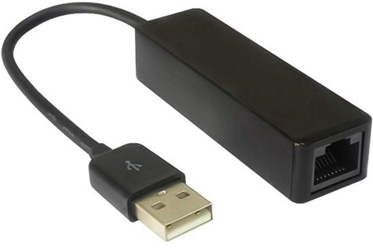 USB naar Ethernet Adapter - Netwerkkaart Verloop - Internet Verbinding - Hoge Snelheid 100Mbps - USB 2.0 - Zwart