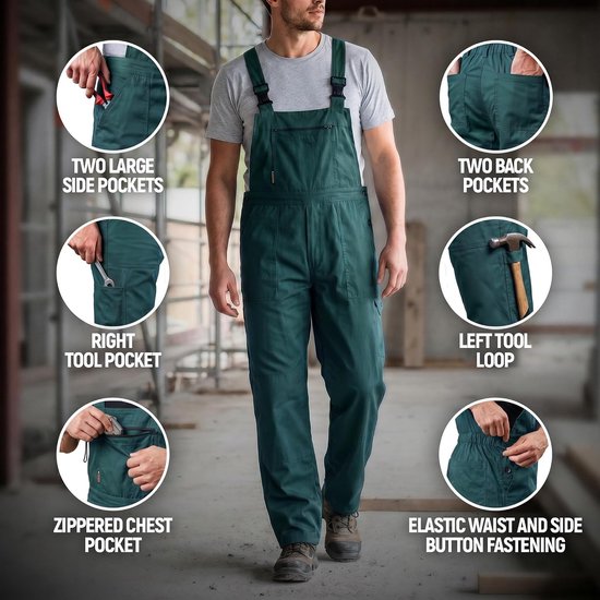 Pluton Werkbroek voor heren, werkbroek met multifunctionele zakken, beschermende tuinbroek, lang — afbeelding 5