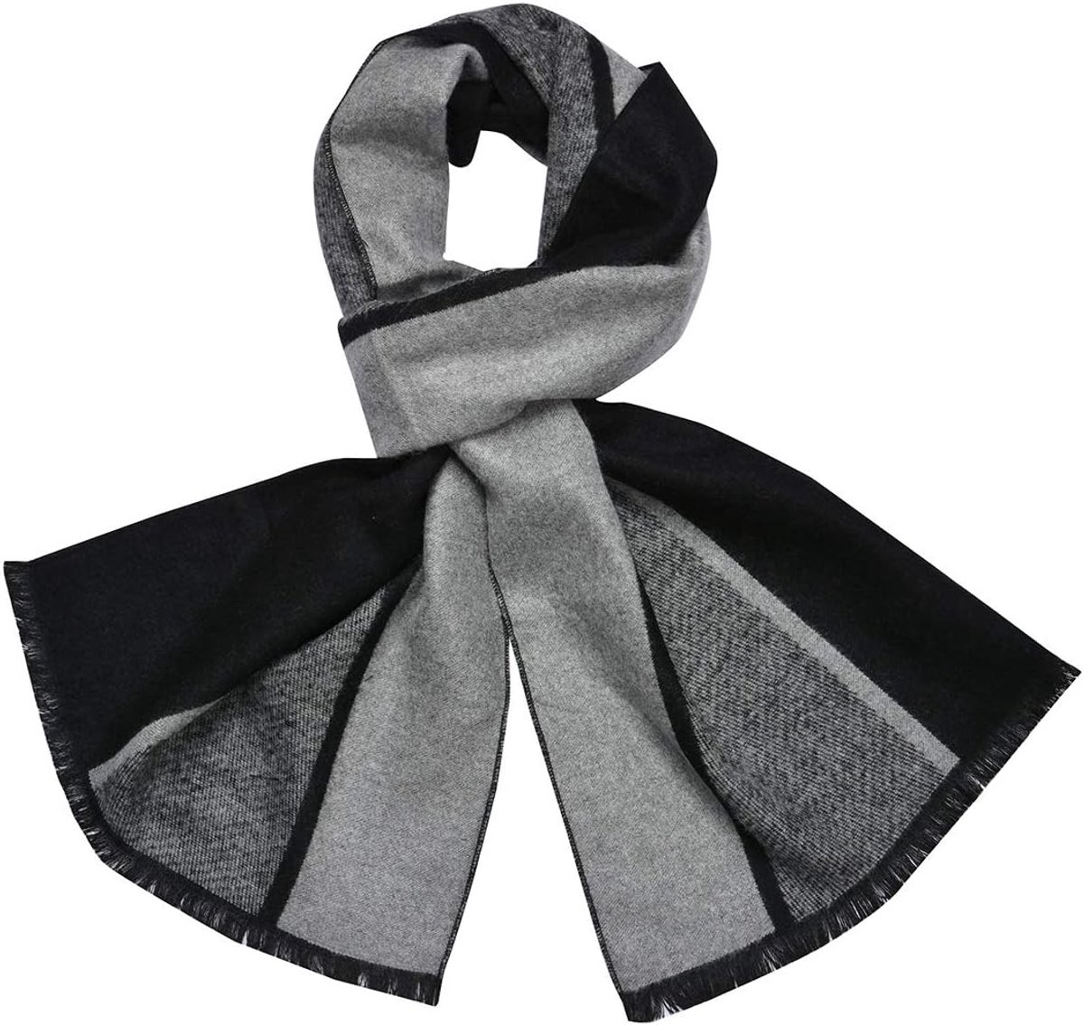 Wintersjaal voor heren, zacht, geruit en effen, wolmix, kwastjes, herfst/winter