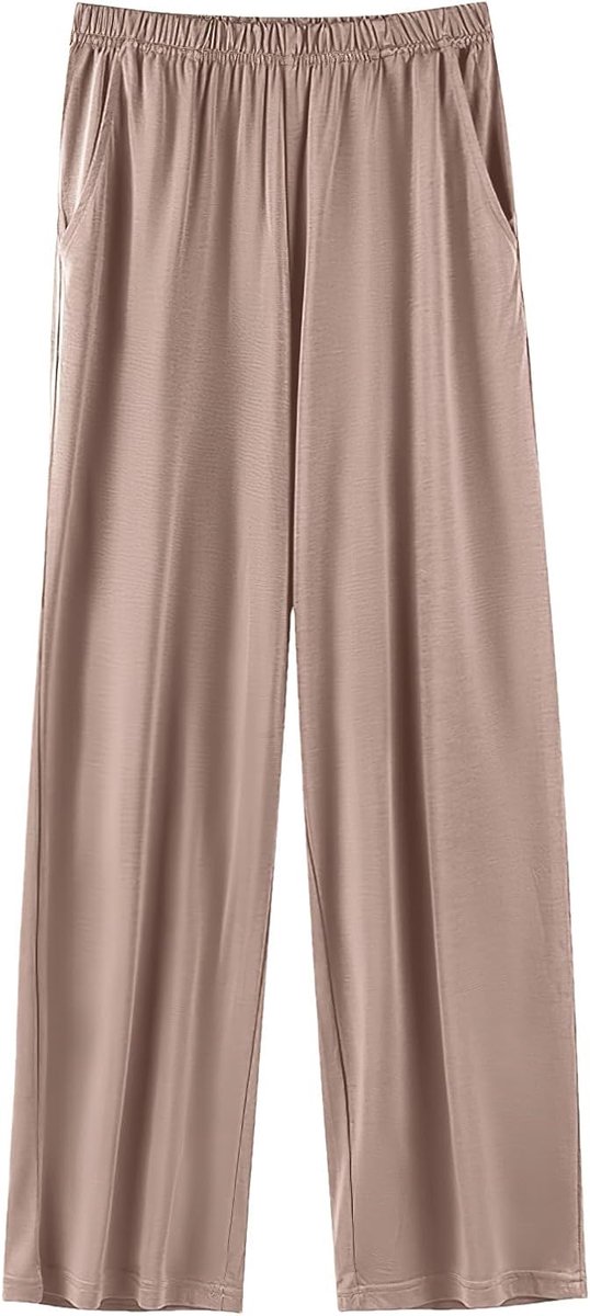 pyjamabroek voor dames, pyjamabroek met brede pijpen, zachte lichte slaapbroek, vrijetijdsbroek met zakken (S-5XL)