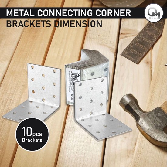 10 x Hoekbeugels (60 x 60 x 60 x 2) Hoek Metalen Verstevigingen Hout Timmerhout Gegalvaniseerd Staalplaat Verbinden Samenvoegen Bevestigen L Reparatie Connector — afbeelding 4