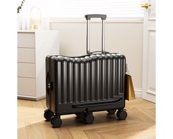 Deluxness® - Ride on Trolley - Kinderzitkoffer – Compacte Cabine 2-in-1 Koffer met Zitfunctie – 20 Inch – Ruime Openingscapaciteit – Handige Bagage met Meerdere Compartimenten - TSA-slot - Zwart