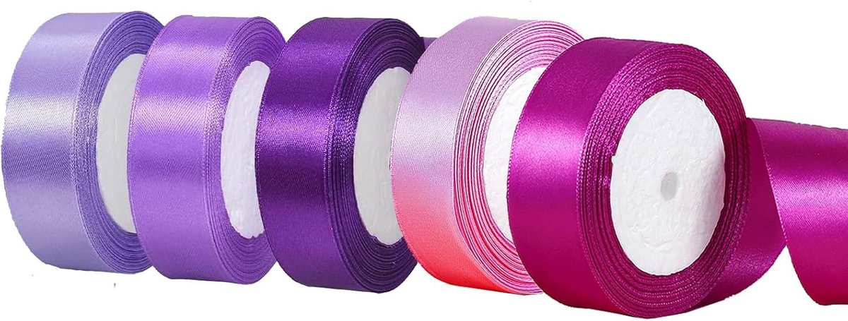 5 kleuren paars satijnen lint 4 cm x 22 m cadeaulint voor knutselen geschenkverpakking bruiloft auto decoratie stoel sjerp snijden ceremonie tafelstrikken bloemen naaien feestdecoratie