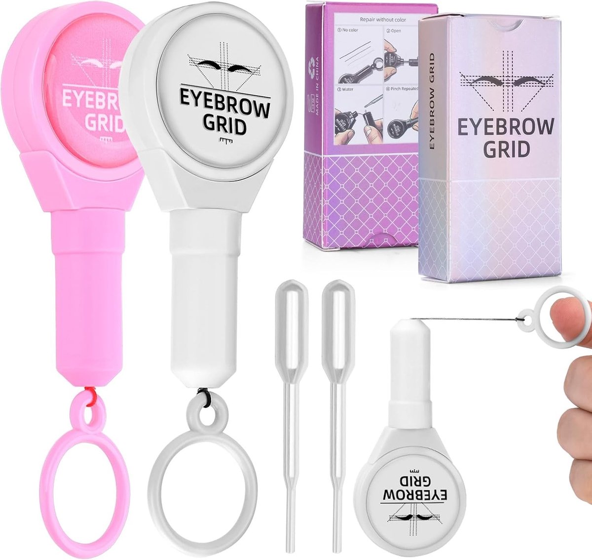 Brow Mapping Draadset in Roze en Zwart voor Permanente Make-up en Symmetrische Wenkbrauwen, Inclusief Draad voor Precisie en Threading Kit