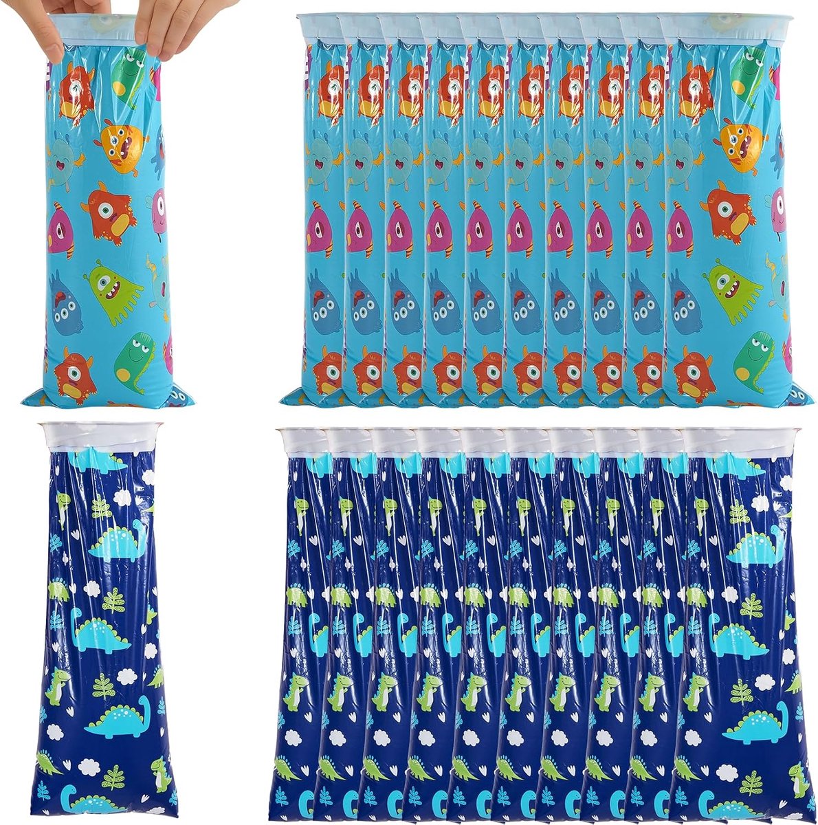 20 stuks poepzakjes auto met ring (dinosaurus en kleine monsters)