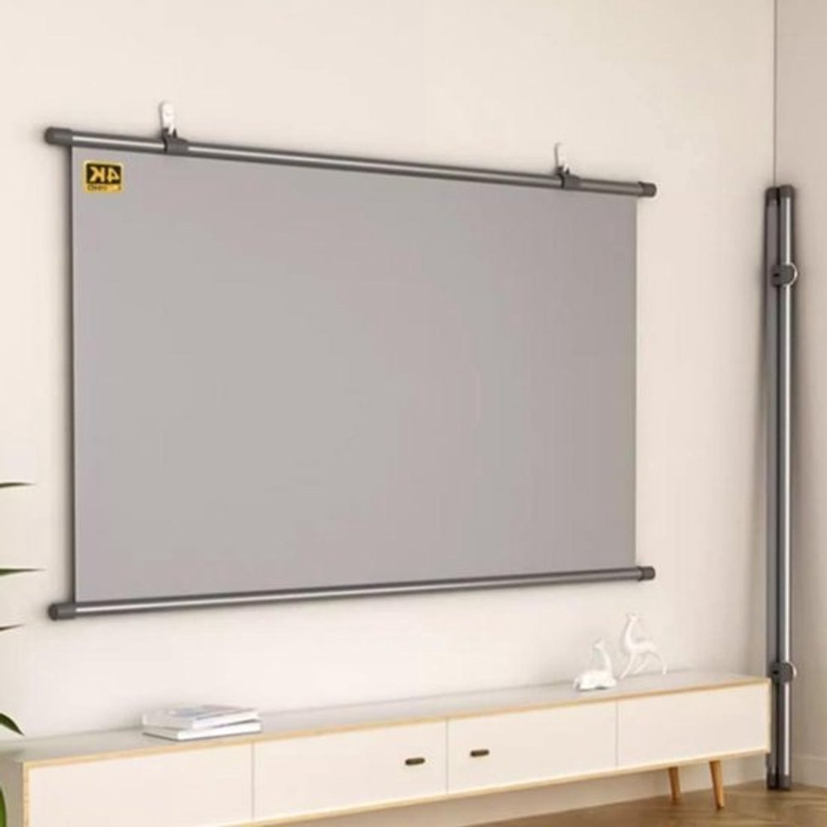 Projectiescherm Handmatig Uitschuifbaar - Filmscherm Muurbevestiging - Thuisbioscoop Presentatie - Anti-licht PVC Materiaal - 72 inch 4:3 - Wit