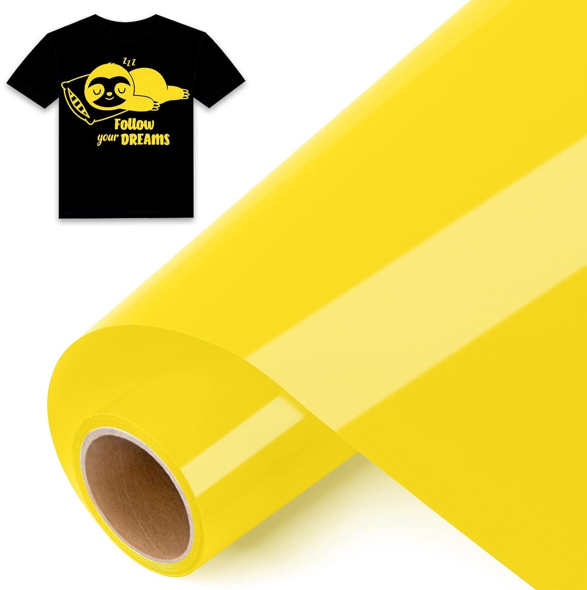 Plotterfolie voor textiel, geel, 30,5 x 244 cm, flexfolie, voor Silhouette Cameo, textielfolie