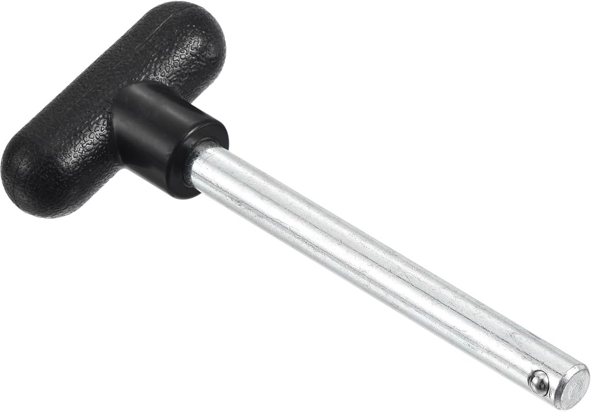 Haak 9,5 x 100 mm met T-grepen, universele pen voor gewichten van verchroomd koolstofstaal, vergrendelingspinnen met stop voor sportschool of thuis, zwart