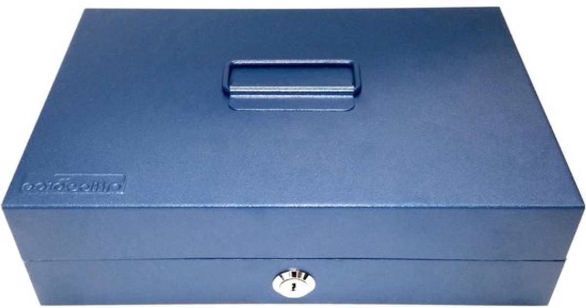 Geldcassette - Transportkassa Kassa - Geld Bewaren - Met Uitneembaar Inzetstuk - 29 x 195 x 8 cm - Blauw