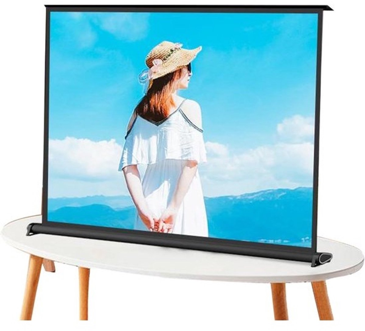 Draagbaar projectiescherm - Vloer projectiescherm - Thuisbioscoop creëren - Snel op te zetten - 50 inch 16:9/4:3 - Wit