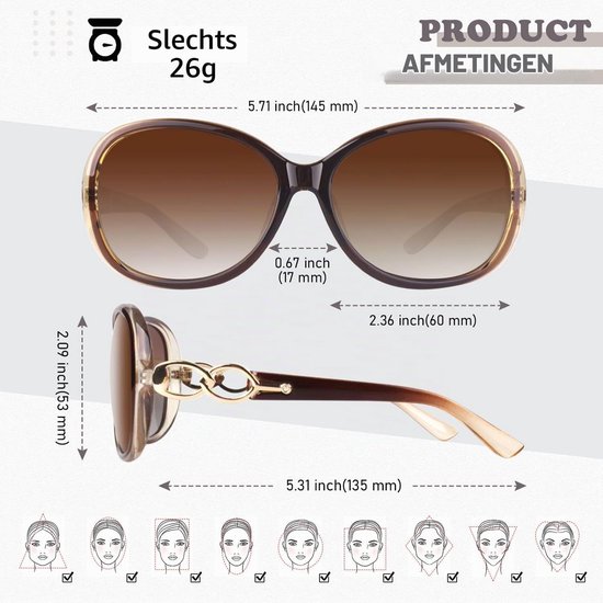 Zonnebril voor dames, gepolariseerd, groot, oversized, elegant, klassiek, vintage, oversized, met 100% UV400-bescherming — afbeelding 5