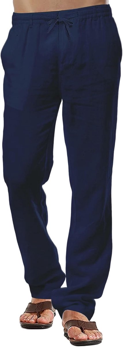 herenbroek, casual katoenen broek, zomerstrandbroek, lichtgewicht broek met trekkoord