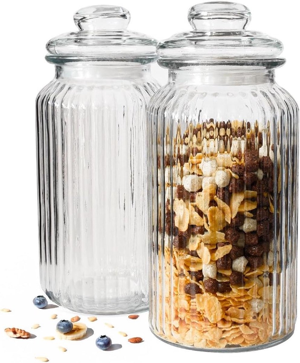 2-delige set voorraadpotten 1,5 L met deksel