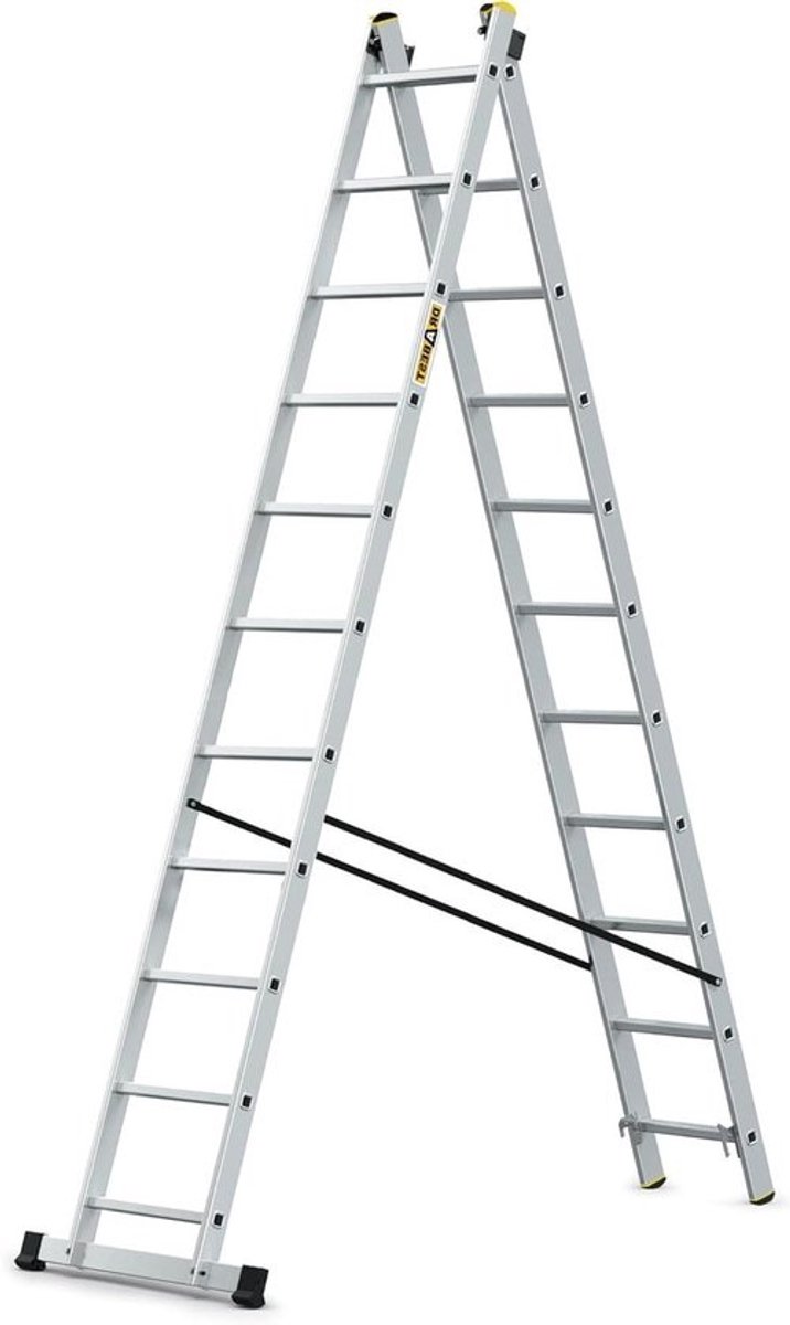 Aluminium Ladder - Uitschuifladder Werkladder - Veilig Klussen - EN-131 Gecertificeerd - 458 cm Lengte - Grijs