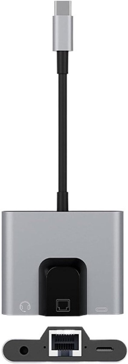 Ethernet Adapter - Netwerk Hub - Stabiel Internet - Gigabit Snelheid - 146 cm - Grijs