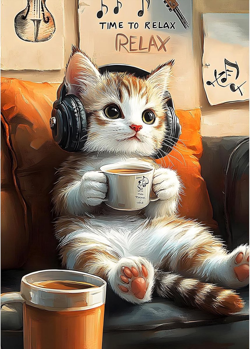 Diamond Art Painting for Adults Relaxed Cat, Diamond Art Kits Adults for Beginners, DIY Crystal Gem Craft Painting for Home Wall Bedroom or Office Decor Gift 30 x 40 cm
