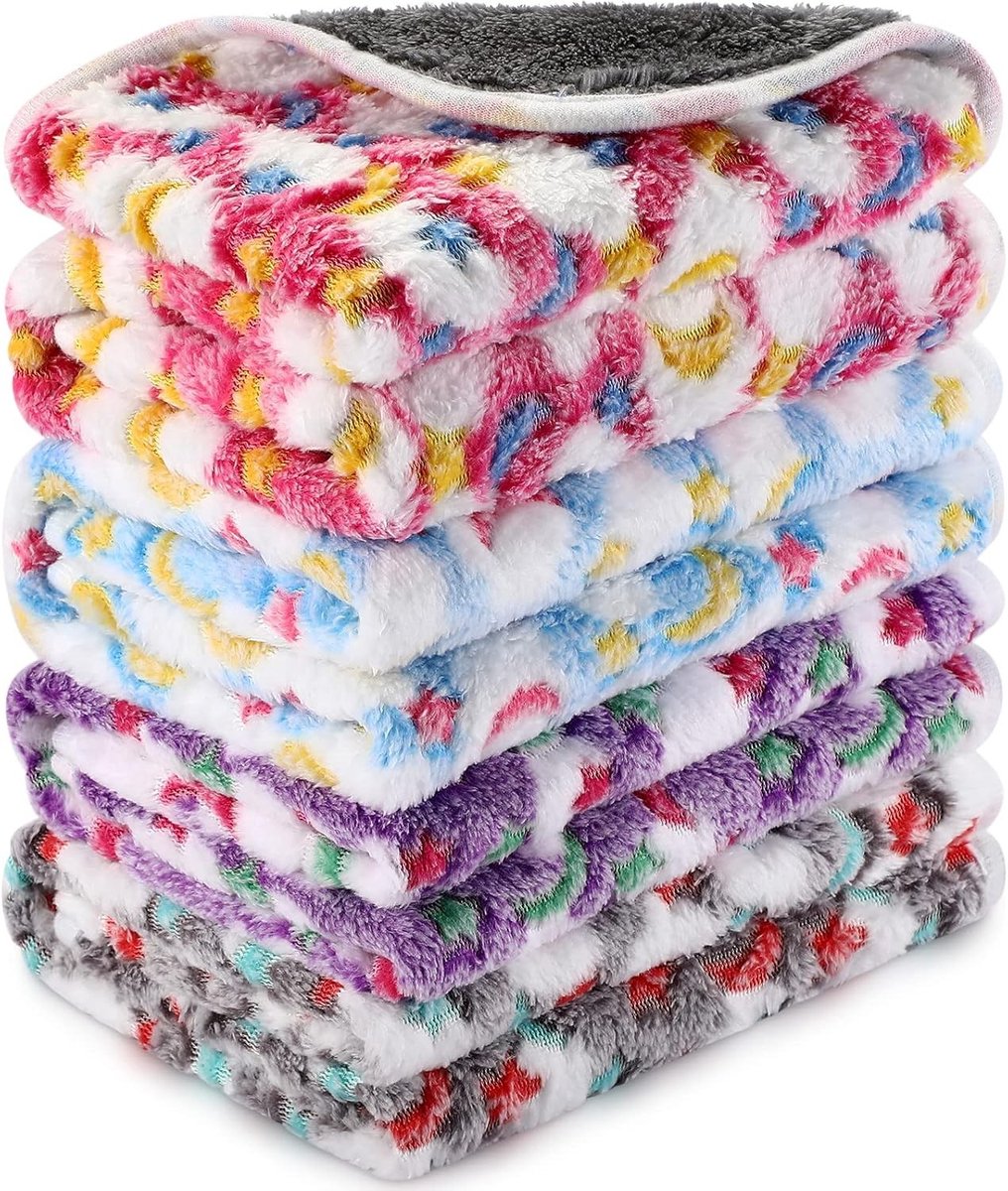 Wasbare Waterdichte Cavia Dekens van Fleece - Absorberende Bodembedekking voor Kleine Dieren, Herbruikbare Mat en Kussen voor Hamster en Fretten - 4 Stuks (Moons and Stars, 61x40cm)