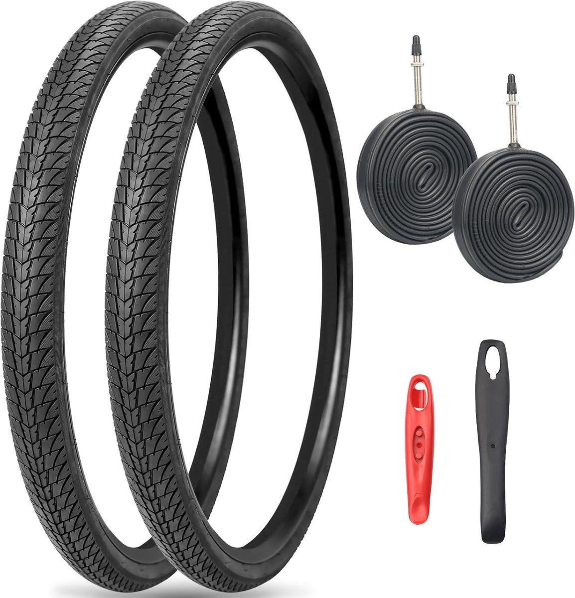 Bandenset, 700 x 38c / 700 x 40C, fietsmantel met binnenband FV 48 mm + 2 x bandenhendels, fietsbanden 29 inch, 30 psi gravel bike tire