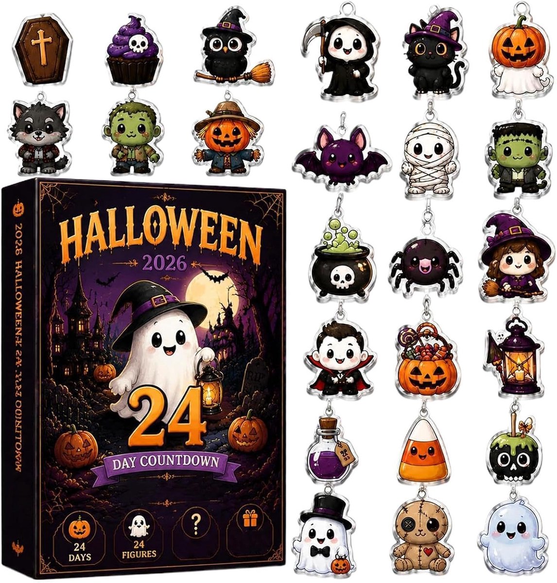 Halloween Adventskalender - 24 Verrassing Charms - 24 Dagen Tellen
