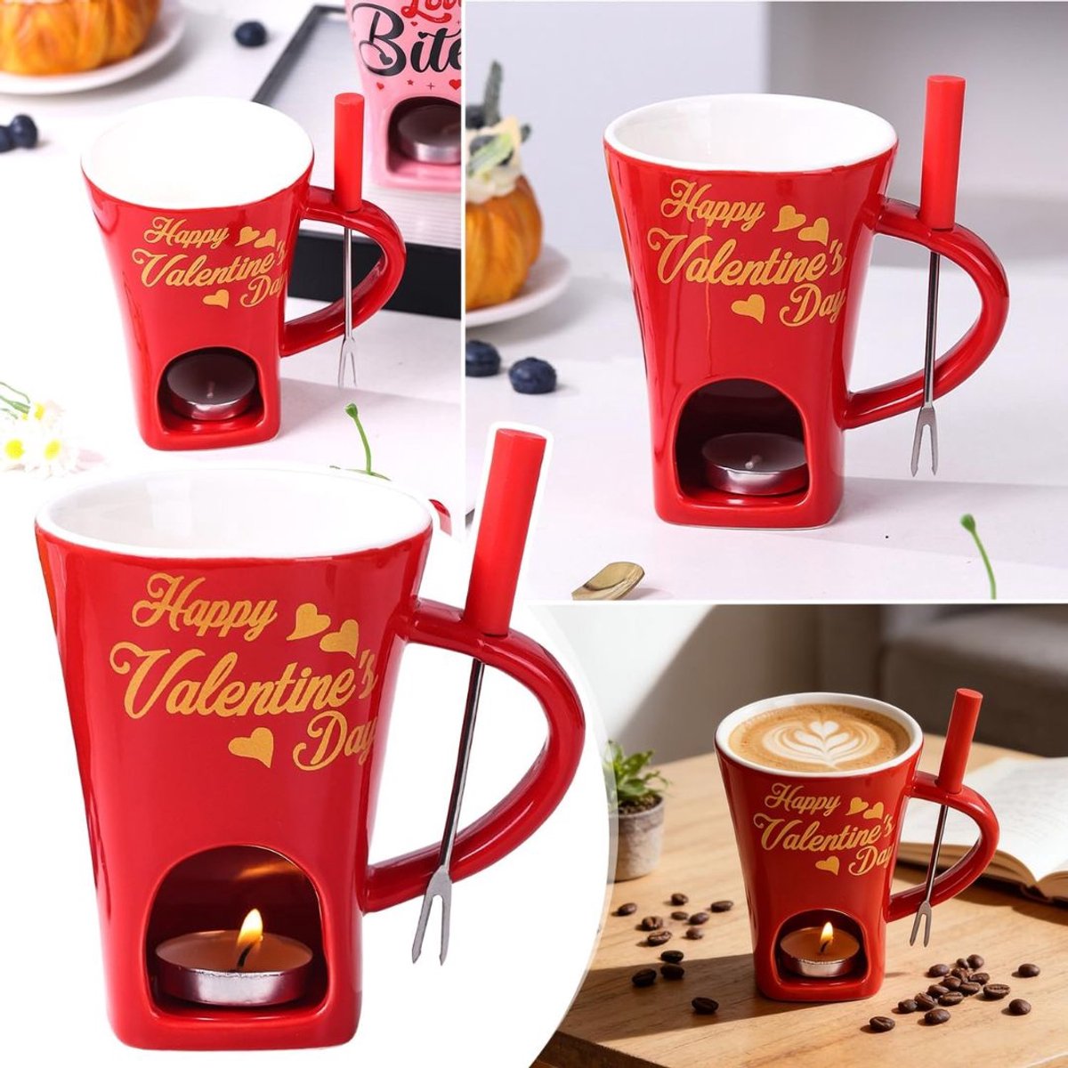 JCP® Kaasfondue - Fondueset - Kaasfondue pan - Rood - 14cm x 13cm x 13cm