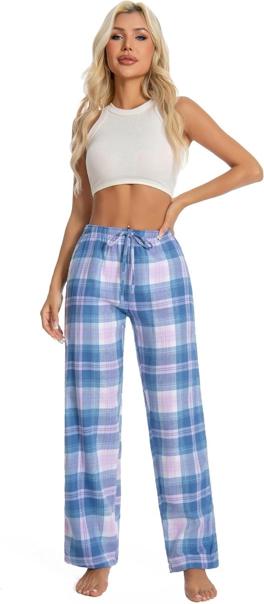 100% Katoen Geweven Poplin Comfortabele Pyjama/Lounge Broek Met Zakken,XS-XL