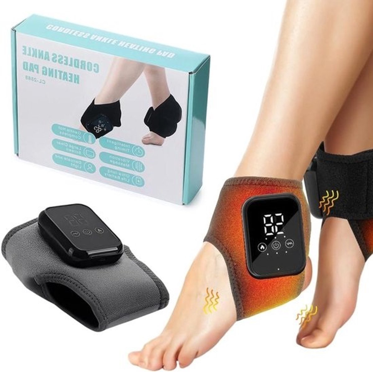 Voetmassageapparaat - Voetverwarmer - Spierontspanning - 3 Modi 5 Warmtestanden - 18 x 11 x 5 cm - Grijs