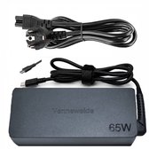 65W USB-C Voeding - Oplader - Adapter voor Lenovo - Asus - Acer - Dell - HP - Macbook - Toshiba - Medion - ook fijn om snel je telefoon op te laden - geschikt voor de meeste apparaten met een USB-C aansluiting - 3 jaar Garantie