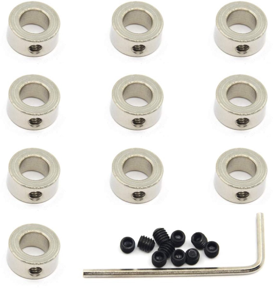 10 Stks/pak 8mm As Lock Collar T8 Lood Schroef Lock Ring Roestvrij Staal Materiaal Isolatie Aanvragen voor 3D Printer Accessoires (8mm-Zilver)