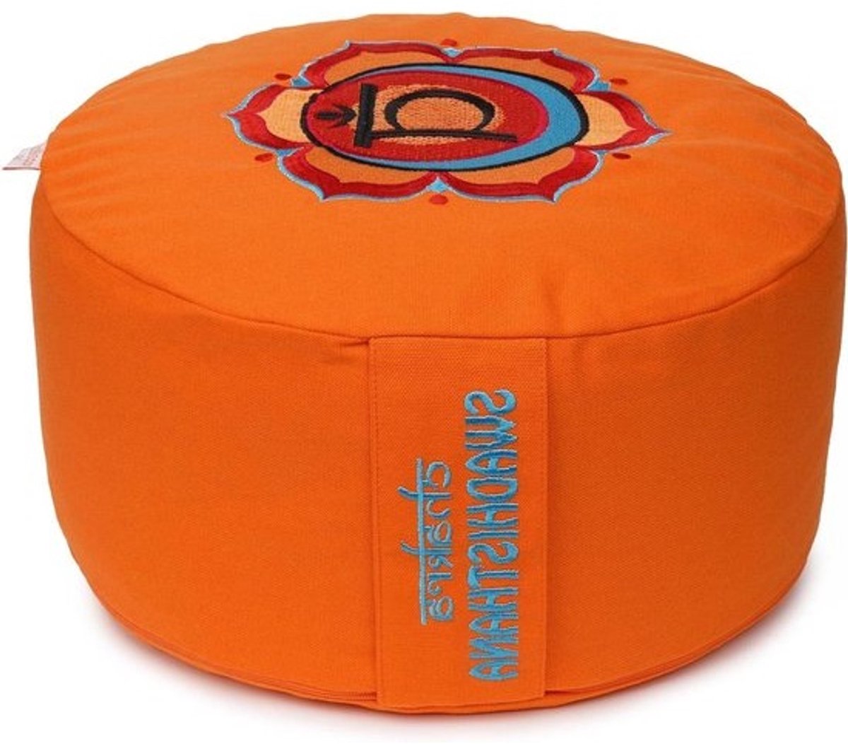 Meditatiekussen Chakra - Zitkussen Yoga - Ontspannen Zitten - Geborduurd Symbool - 33x15 cm - Oranje