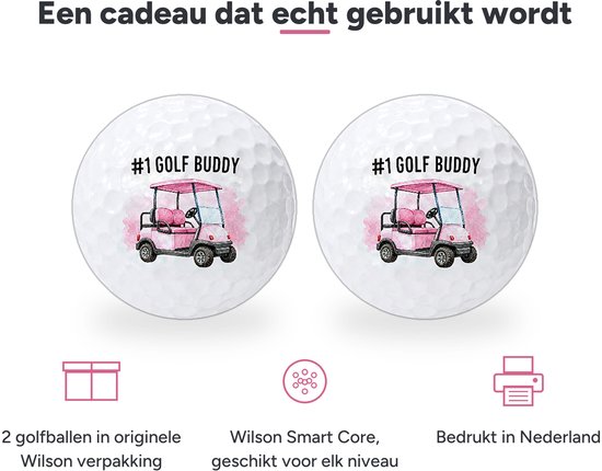 Golfballen Golf Buddy Roze - Vriendschap Golf Cadeau - 2 stuks - Wilson - Bedrukte Golfballen van Wilson — afbeelding 3