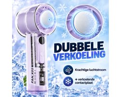 Extra Sterke Handventilator met Koelplaat – met 100 Snelheidsstanden – 3000 mAh – USB-C Oplaadbaar…