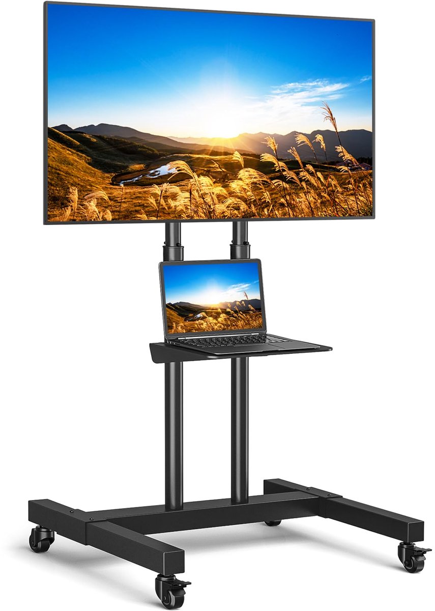 TV Standaard op Wielen – Verrijdbaar & Hoogte Verstelbaar – 32-80 Inch – Tot 50 kg – VESA 600x400 mm