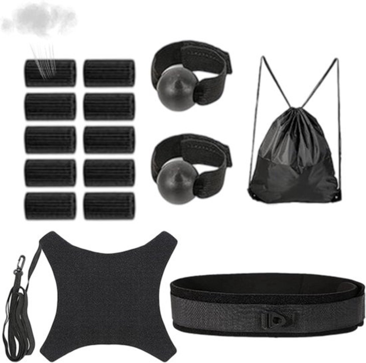 Volleybal Trainingsset - Solo Oefenmateriaal - Balcontrole Verbeteren - Verstelbare Elastische Draad - 30 cm Diameter - Zwart