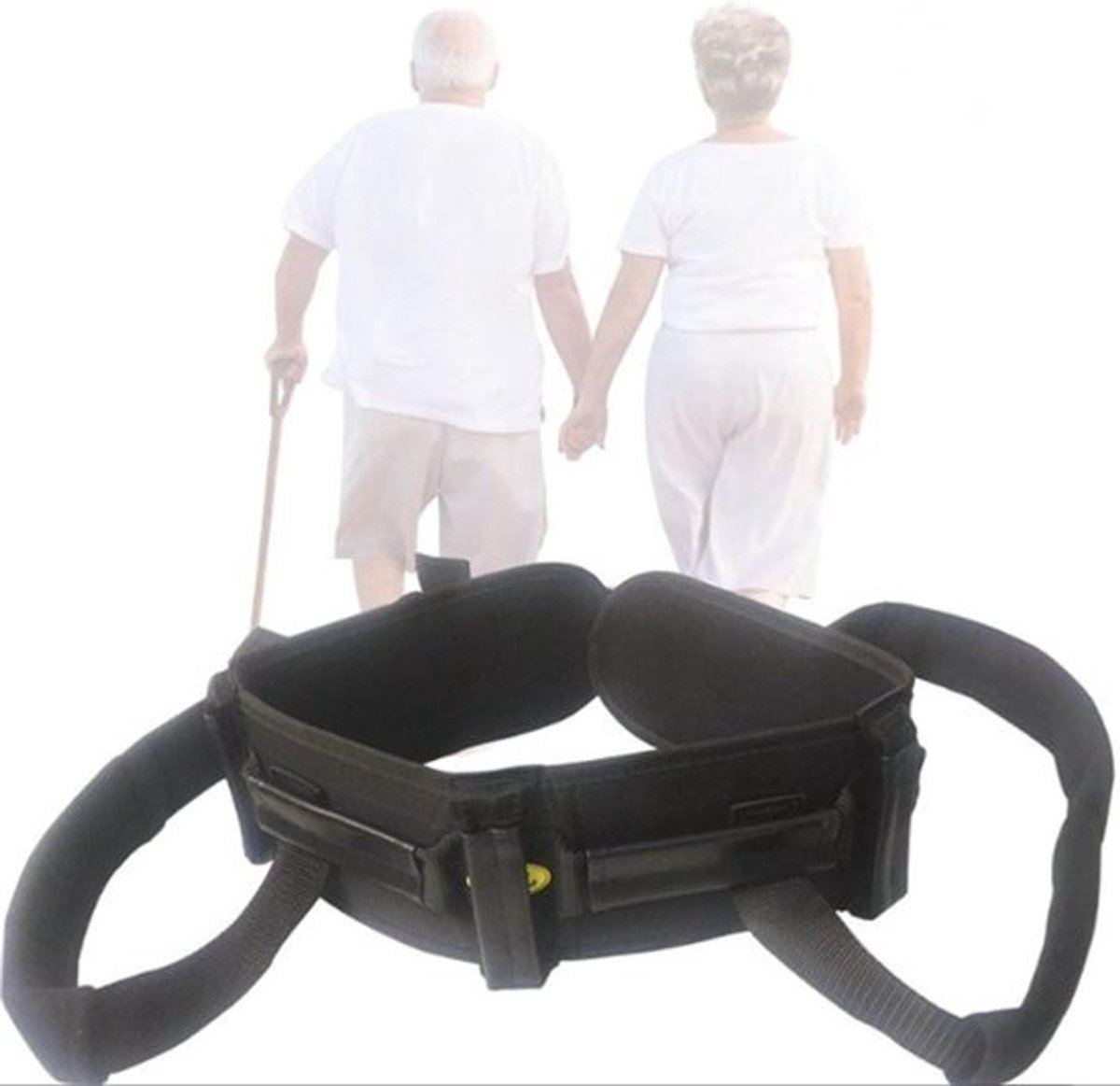 Loopband met Handvatten - Patiëntlifthulp Transferriem - Veilig Verplaatsen - Dubbele Handgrepen Beenlussen - XL 110 cm - Zwart