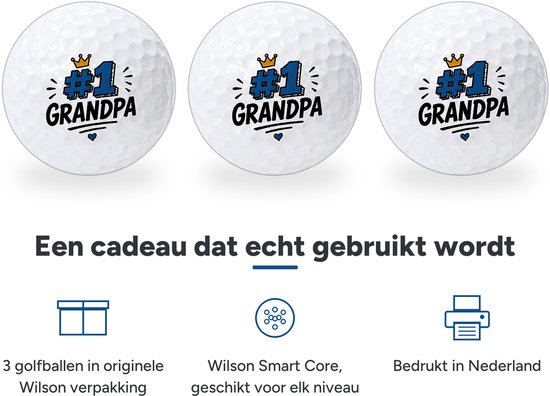 Golfballen Best Grandpa - Opa Golf Cadeau - 3 stuks - Wilson - Bedrukte Golfballen van Wilson — afbeelding 2